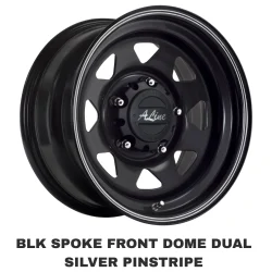 BLK_SPOKE_FRONT DOME_DUAL_SILVER_PINSTRIPE